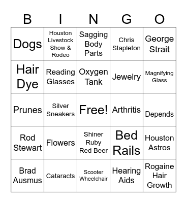Bingo - Aging & Brenda's Favorites Bingo Card