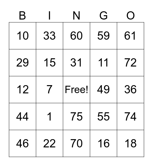 IT Game1time Bingo Card