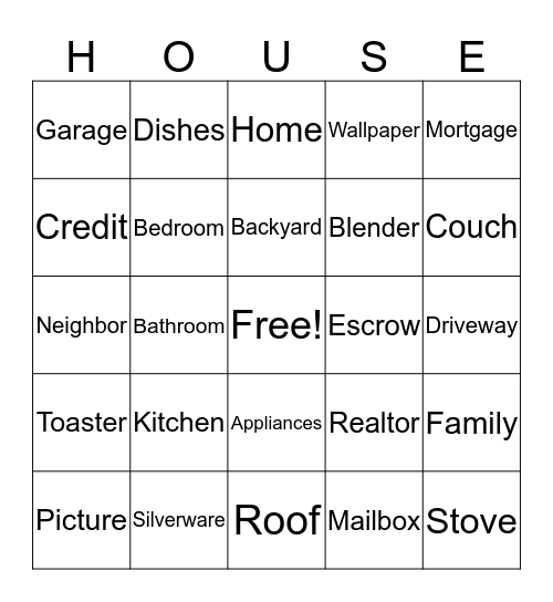 Barbara's Housewarming Bingo Card