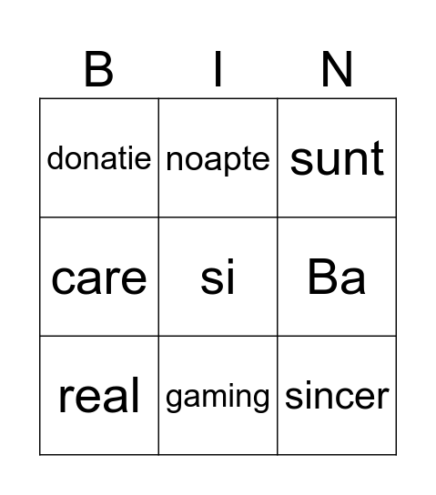 Bingo Fafa live Bingo Card