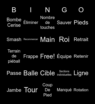 French Pieball Vocab Bingo Card