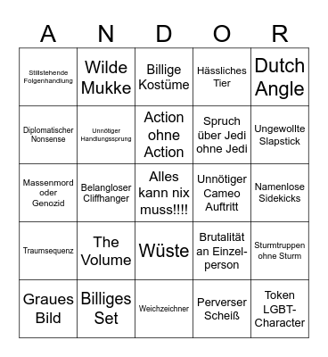 Star Wars Extravaganza Bingo Card