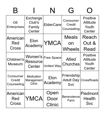 ONE Team ONE Goal Bingo Card