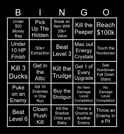 R.E.P.O. Bingo! Bingo Card