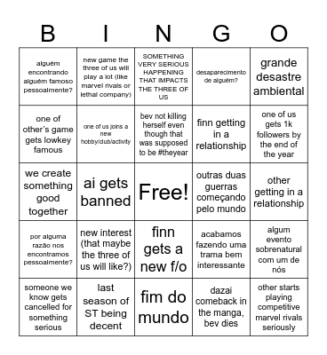 next half of 2025 Bingo Card