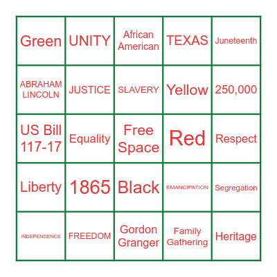 JUNETEENTH BINGO Card