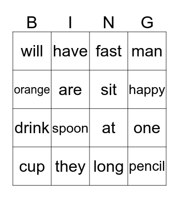 Lucy's  Bingo Card