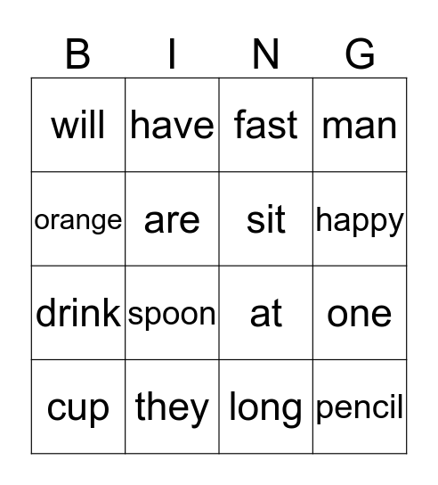 Lucy's  Bingo Card