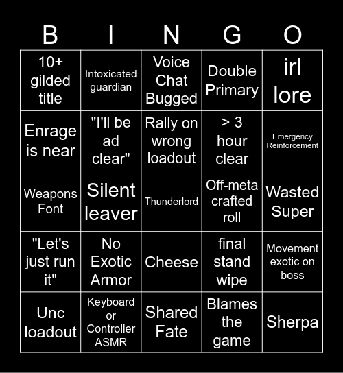 LFG BINGO Card