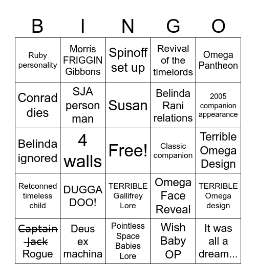 DOCCY WHO REALITY WAR THINGY M BOBBY Bingo Card