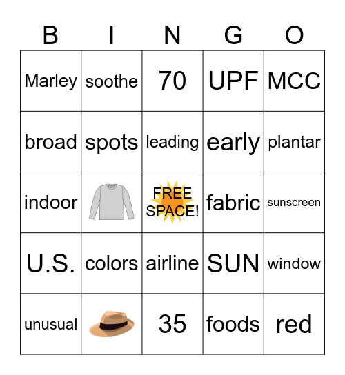 Skin Cancer BINGO Card