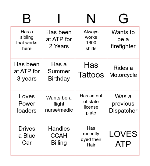 ATP BLACKOUT BINGO Card