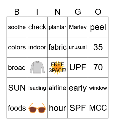 Skin Cancer BINGO Card