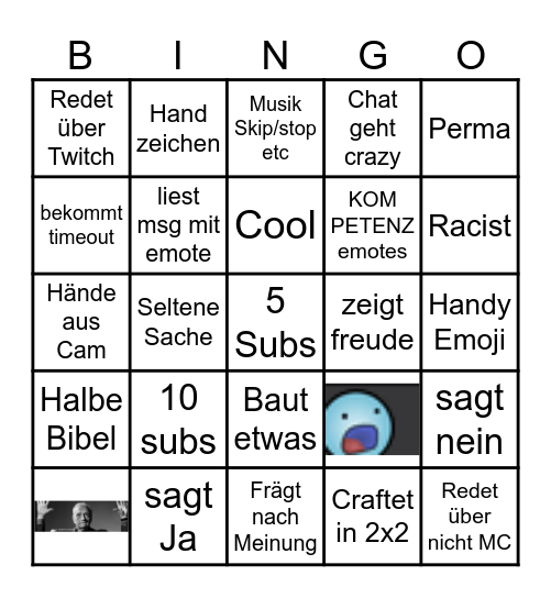 Streamer bingo Card