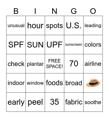 Skin Cancer BINGO Card