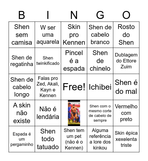 Bingo lendária do Shen Bingo Card