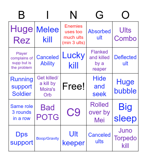 Stadium Overwatch v2 Bingo Card