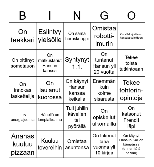 Bingo! Bingo Card