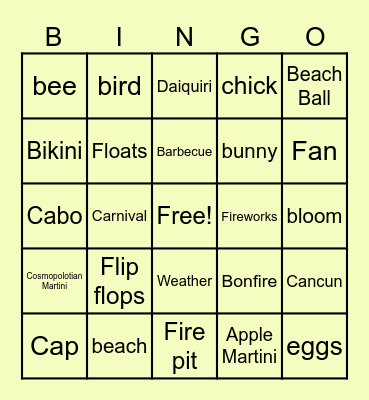 UT RCM Fun in the Sun Game One Bingo Card