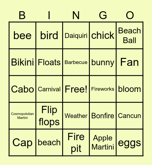 UT RCM Fun in the Sun Game One Bingo Card