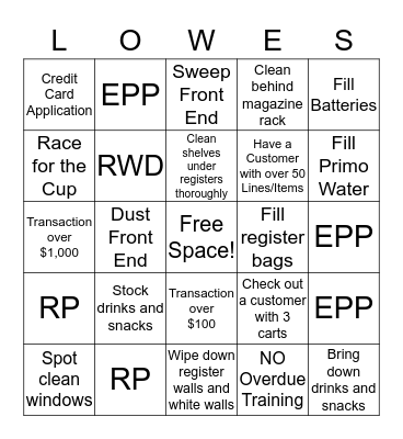 Front End  Bingo Card