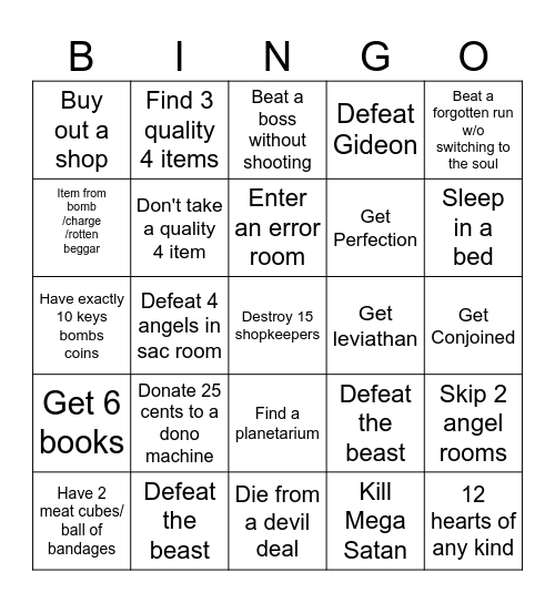 TBOI BINGO Card