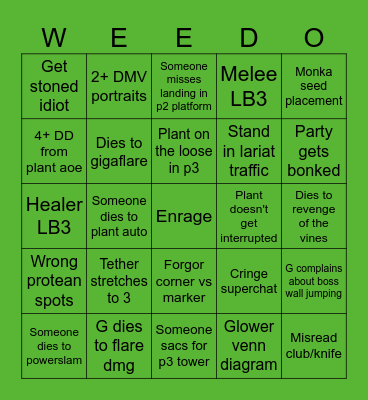 Weeding plants, burning hedges Bingo Card