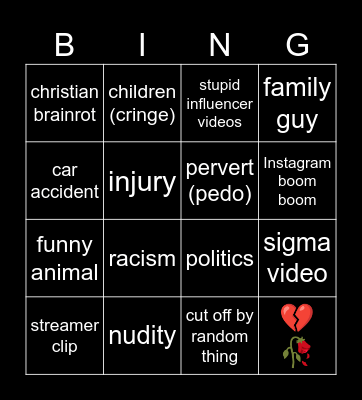 instagram bingo Card