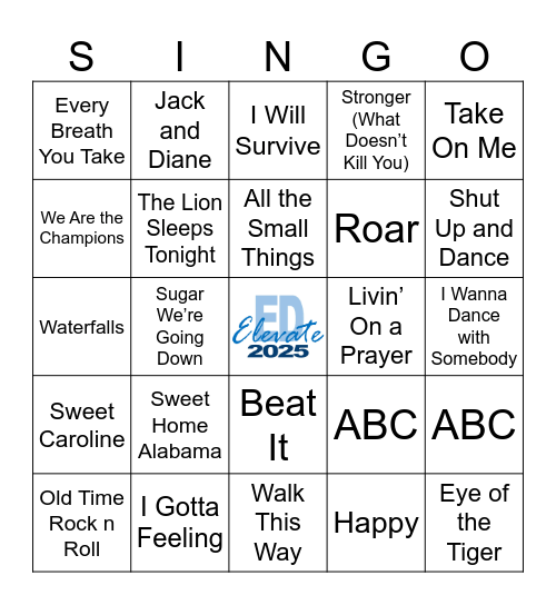 ElevateEd 2025 Bingo Card
