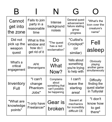 Occult Crescent Bingo Card