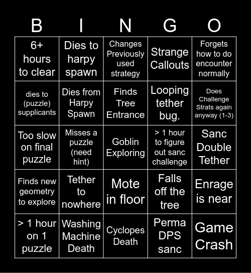 Divinity Bingo Card
