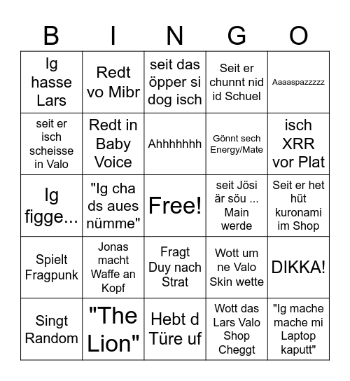 Jonas Bingo Card