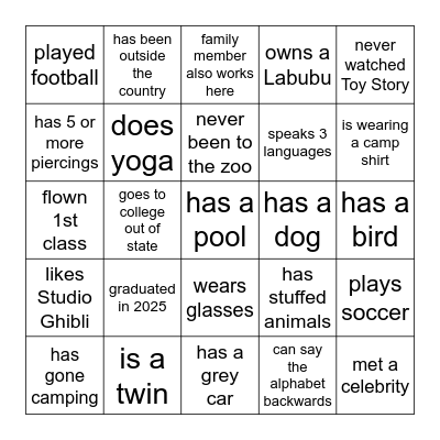 GET TO KNOW YOUR COWORKERS! Bingo Card