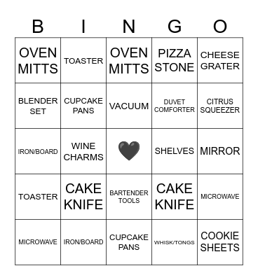 WEDDING SHOWER BINGO Card
