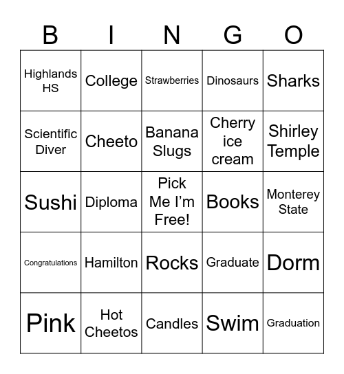 Aaliyah Bingo Card