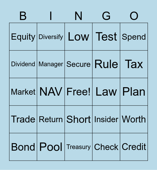 Finance Basics Bingo Card
