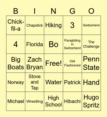 Bridal Bingo Card