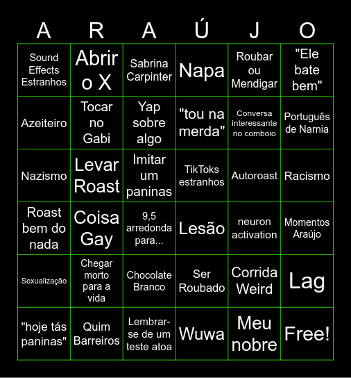 Araújo Bingo Card