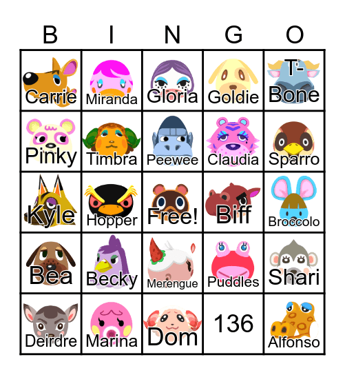 Animal Crossing Bingo Card