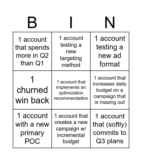 Q2 2025 CS bingo Card