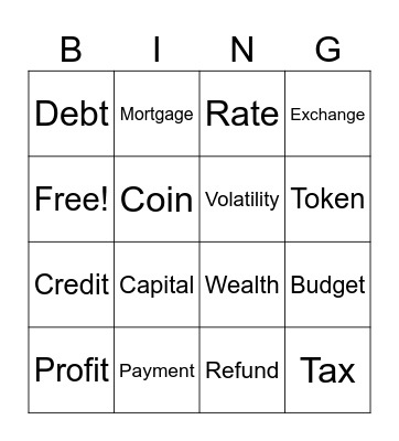 Finance & Crypto Bingo Card