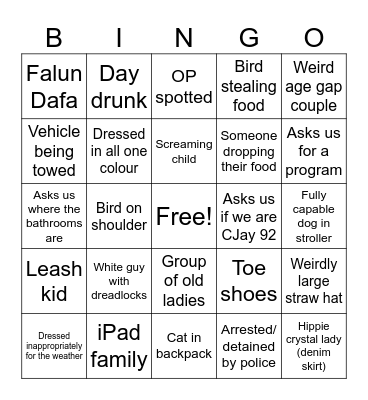 Lilac Fest Bingo Card