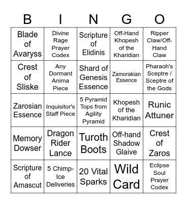 Desert Bingo Card