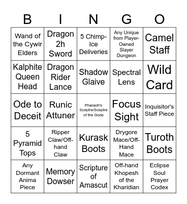 Desert Bingo Card