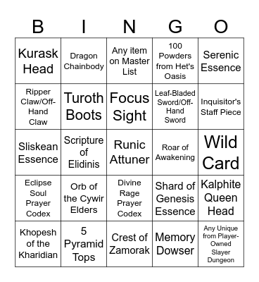 Desert Bingo Card
