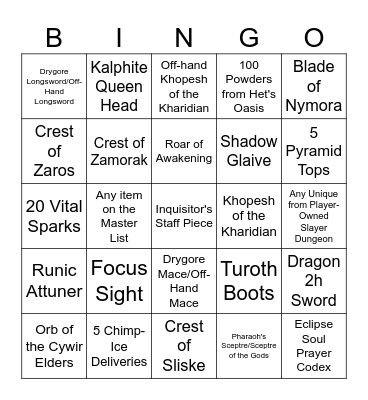 Desert Bingo Card
