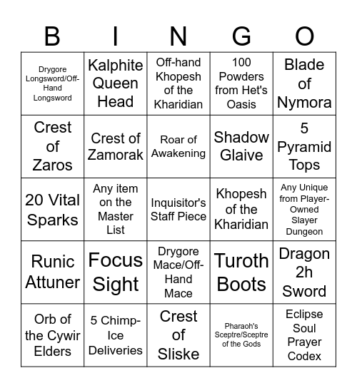 Desert Bingo Card