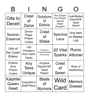 Desert Bingo Card