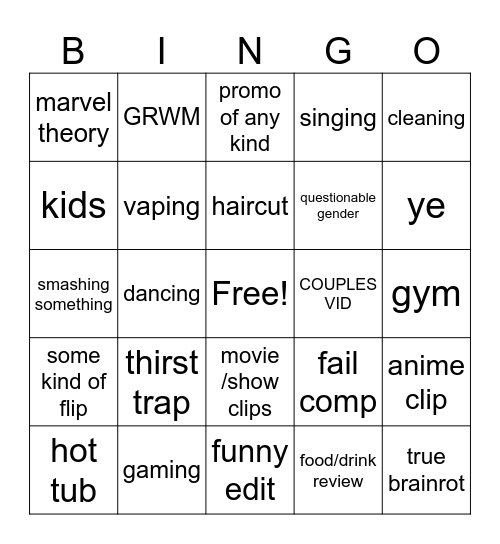 40 Bingo Card