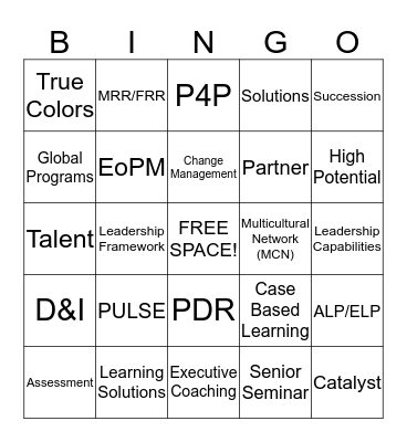 Talent Solutions COE Bingo Card